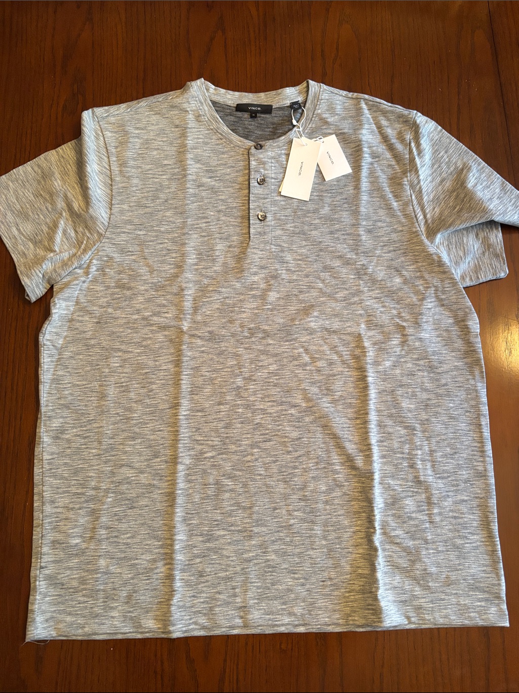Vince Men's Light Gray Heather Short-Sleeve Henley